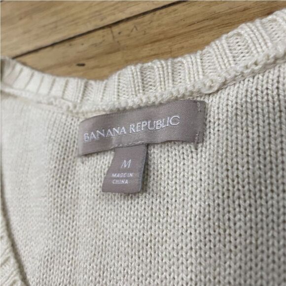 BANANA REPUBLIC Merino Wool Mohair V-neck Sweater Womens M Soft Stretch Boho - Picture 3 of 16